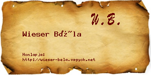 Wieser Béla névjegykártya